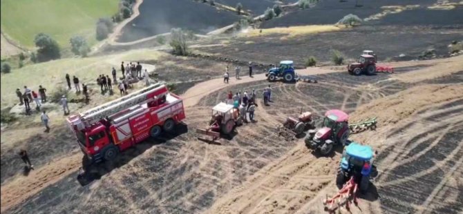 Tomarza ilçesinde Ekin tarlasında yangın çıktı