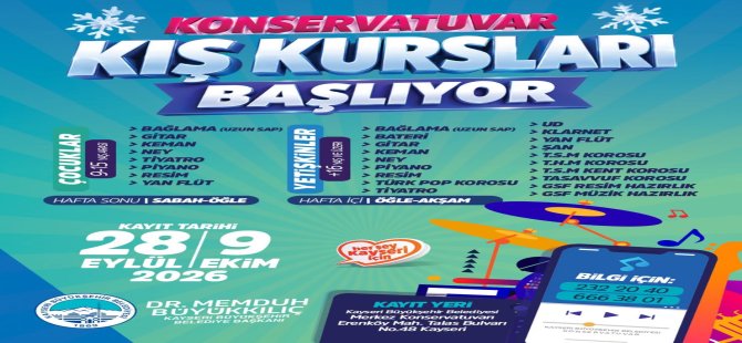 Büyükşehir Konservatuarı’nda kış kursları için kayıtlar başlıyor 