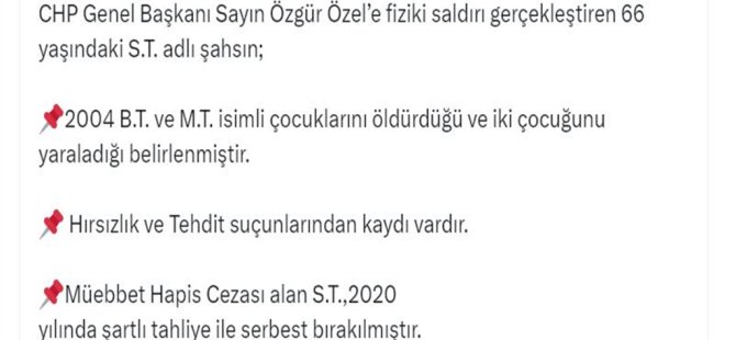 Özgür Özel'e saldıran şüpheli, Hatay'da 2 çocuğunu öldürmüş