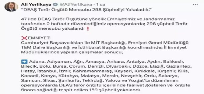 Kayseri dahil 47 ilde DEAŞ operasyonu