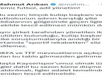 ARIKAN: BU SEZON LİGDEN DÜŞME KALDIRILMALI