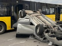 Kayseri'de özel halk otobüsü ile otomobil çarpıştı: 9 yaralı