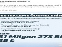 Çiftçilere 251 milyon TL destek ödemesi bugün yapılacak