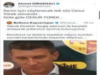 Erciyes 38 FK Başkanı Ahmet Dirgenali'den Jakirovic paylaşımı