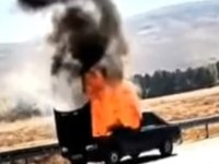Seyir halinde alev alan otomobil yandı